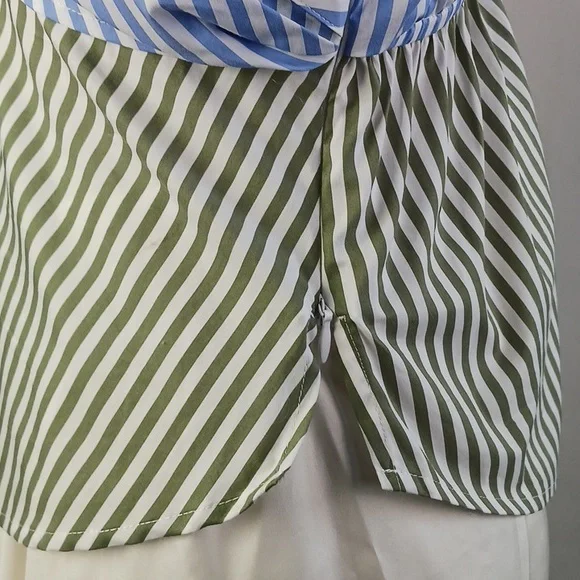 Veronica Beard Blue Striped/Gray Striped Blouse. - Picture 9 of 10